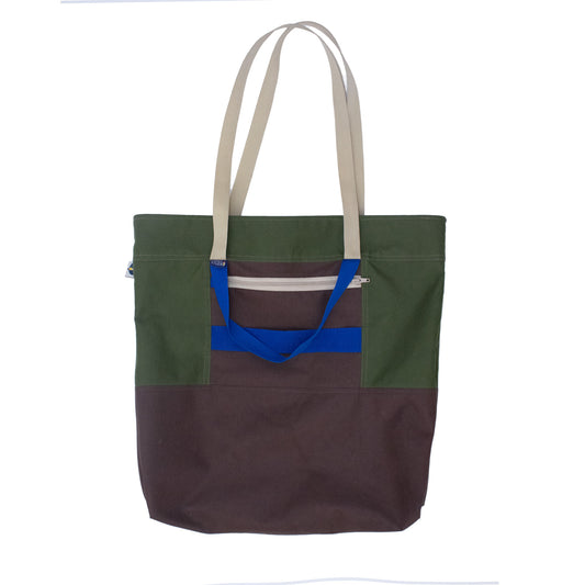 Cube Enlarged Shopper Bag Brown- Olive - Uriel Studio