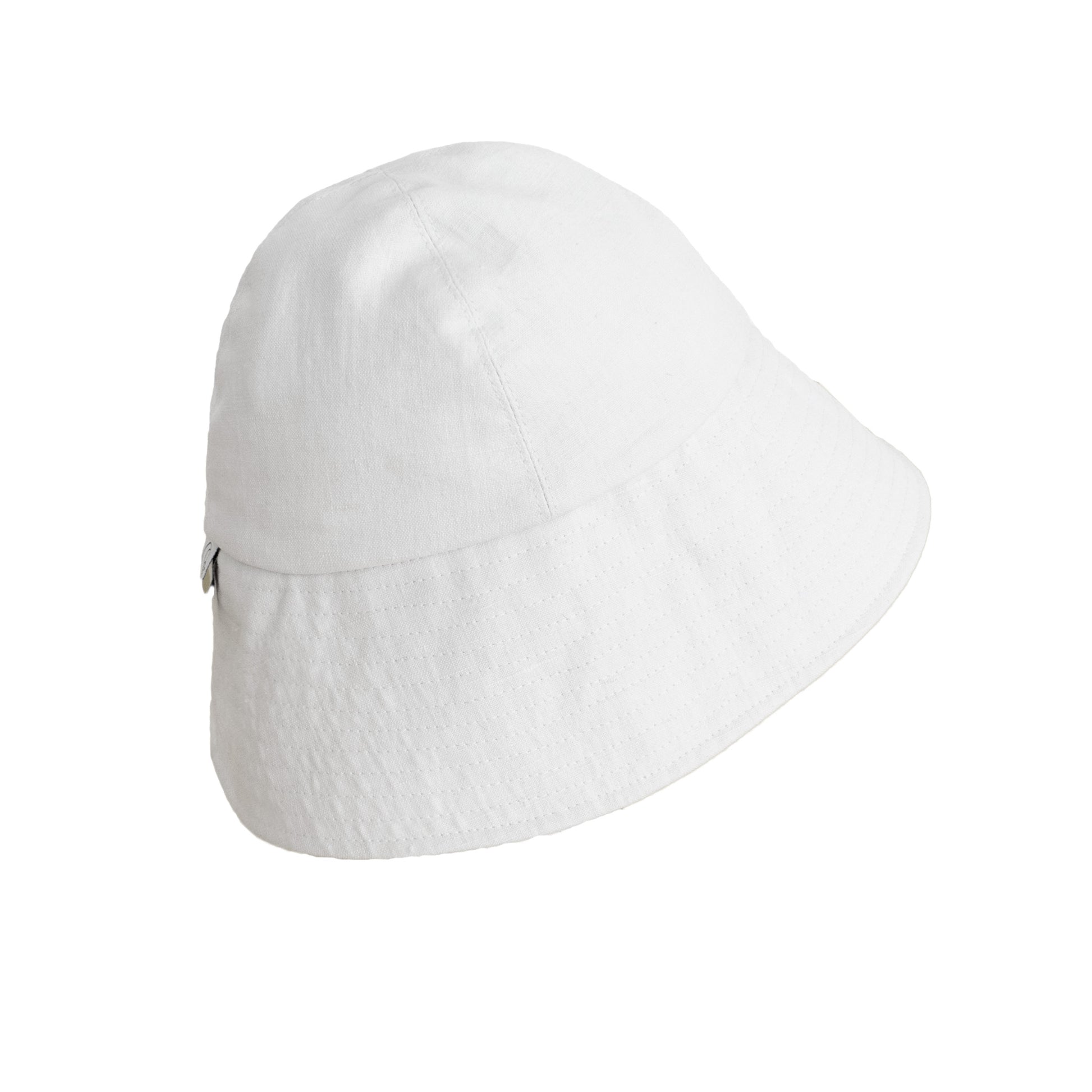 Round Bucket Hat in white linen - Uriel Studio
