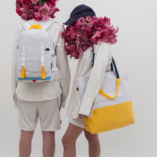 Cube Enlarged Shopper White-Yellow - Uriel Studio